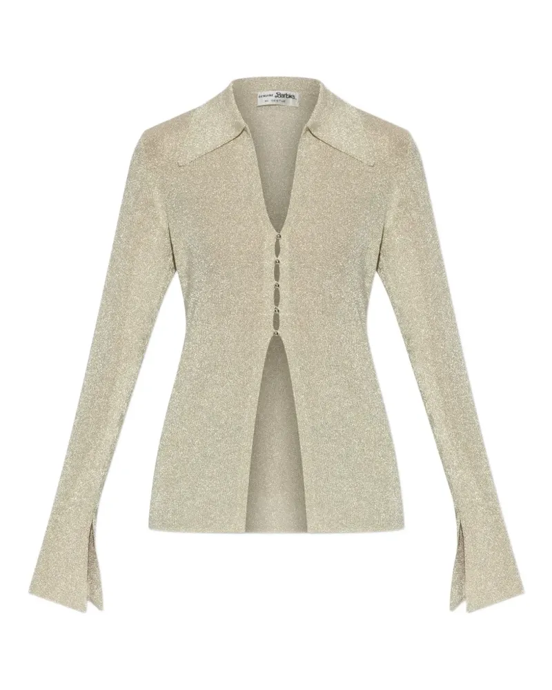 Gestuz metallic-effect split-cuff top - Gold Gold