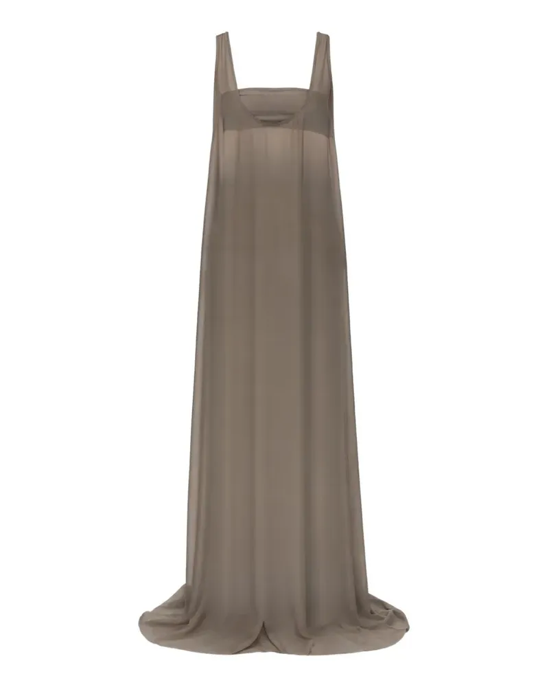 Rick Owens Tank Gown sheer-panel sleeveless silk maxi dress - Grau Grau