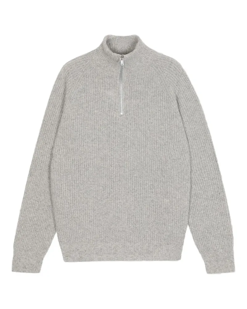 John Smedley Gerippter Pullover mit Reißverschluss - Grau Grau