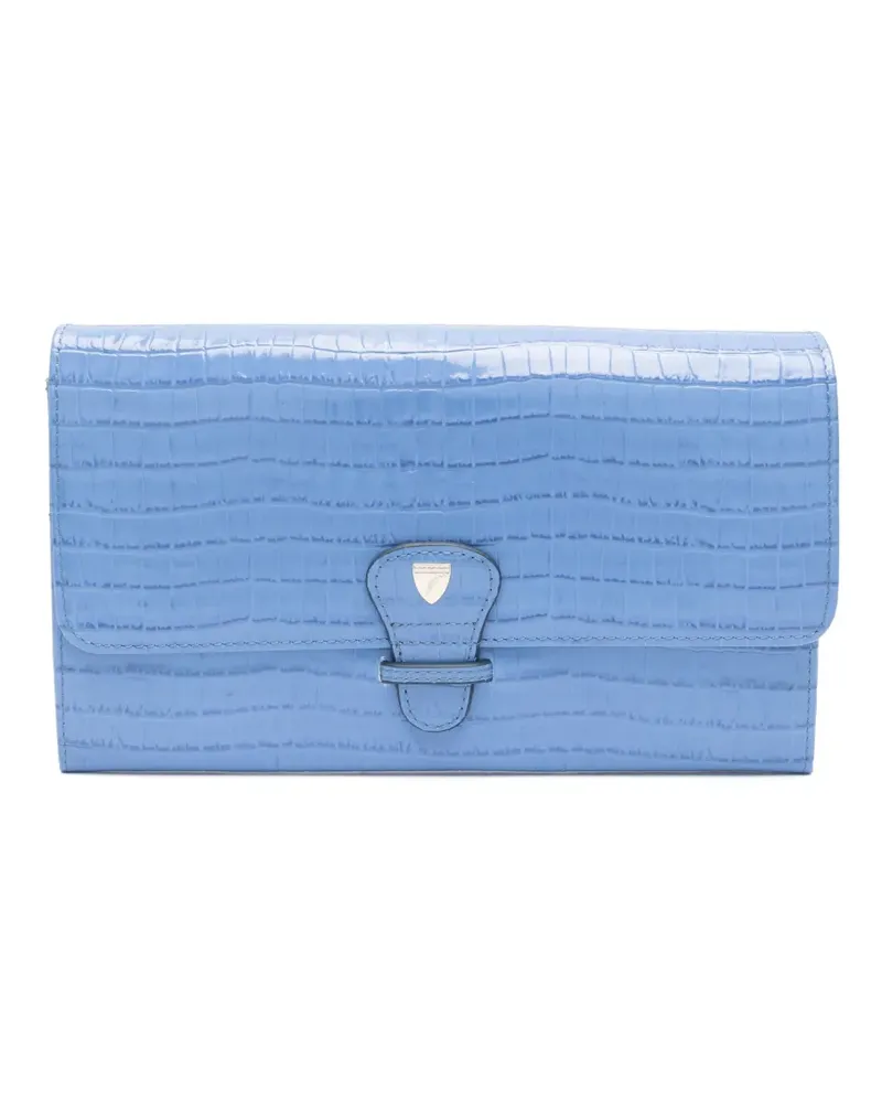 Aspinal of London Portemonnaie mit Kroko-Optik - Blau Blau