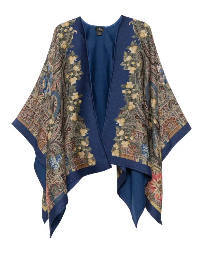 Etro paisley-print cape jacket - Blau Blau