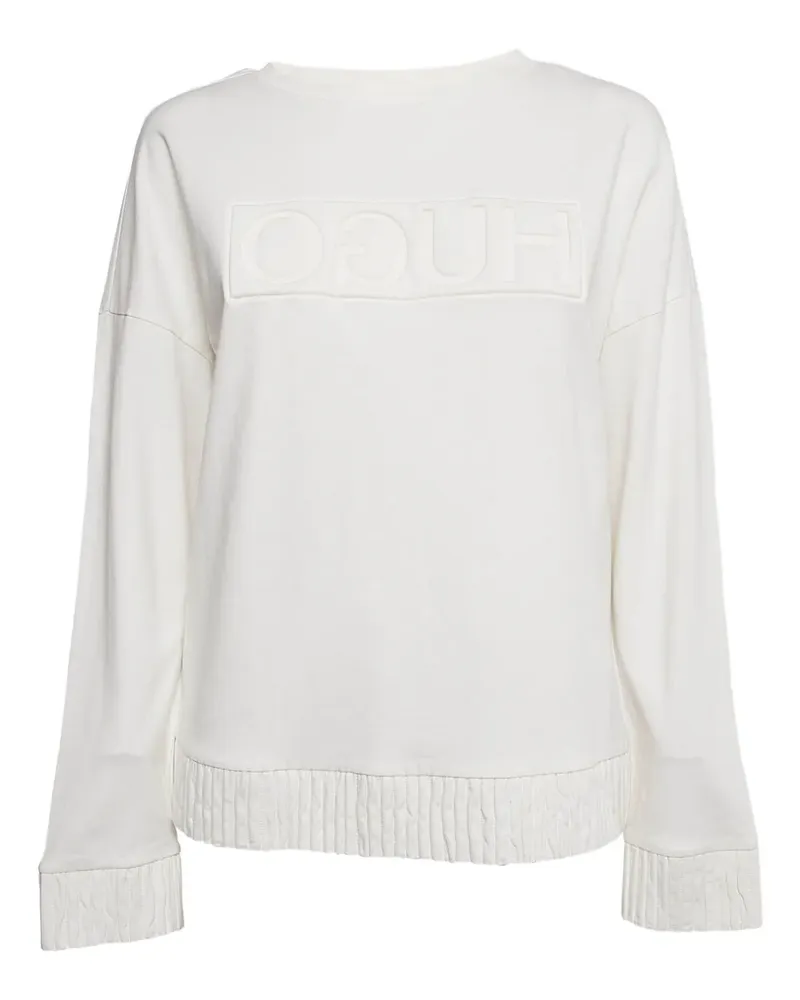 HUGO BOSS Sweatshirt mit Logo-Prägung - Weiß Weiß