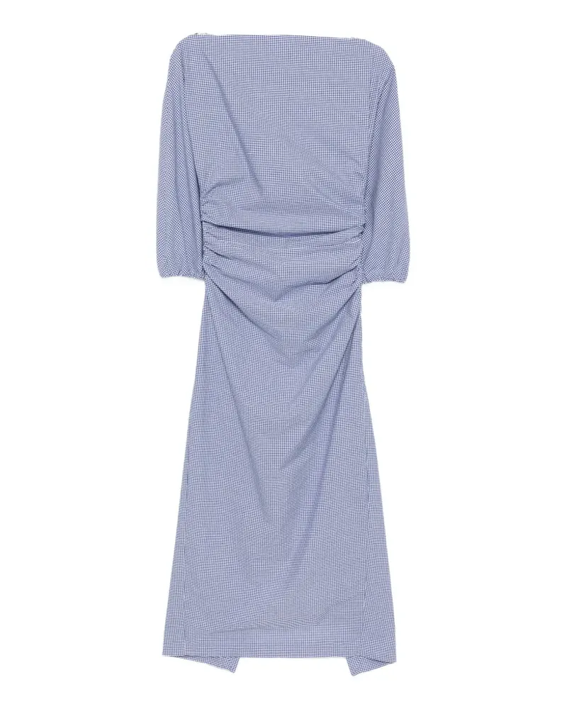 BERNADETTE Ezra gingham-print gathered midi dress - Blau Blau