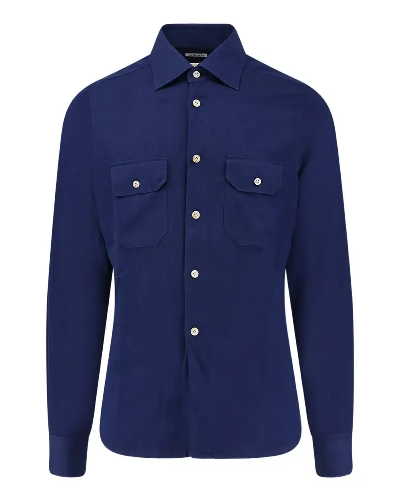 Kiton Hemd mit Brusttaschen - Blau Blau