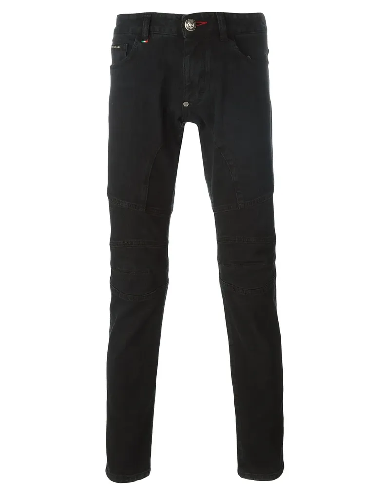 Philipp Plein Klassische Bikerjeans - Schwarz Schwarz