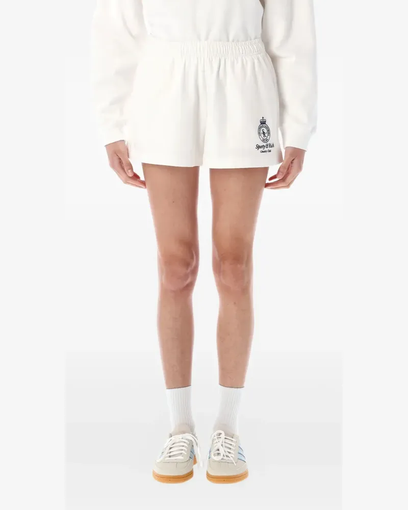 SPORTY & RICH Shorts mit Logo-Print - Weiß Weiß