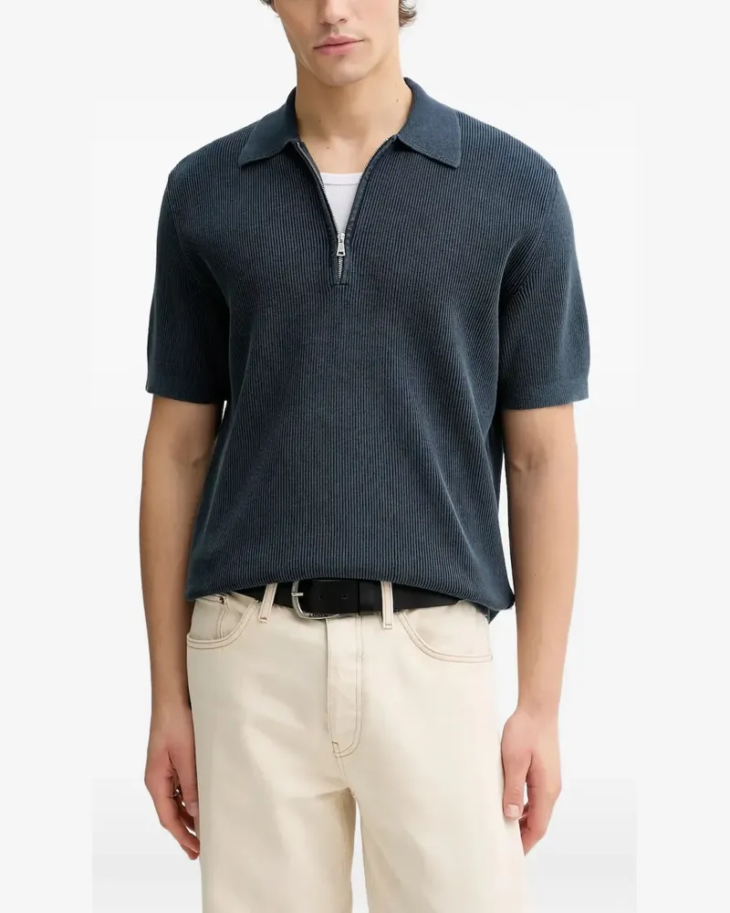 Marc O'Polo ribbed-knit zip-fastening polo shirt - Blau Blau