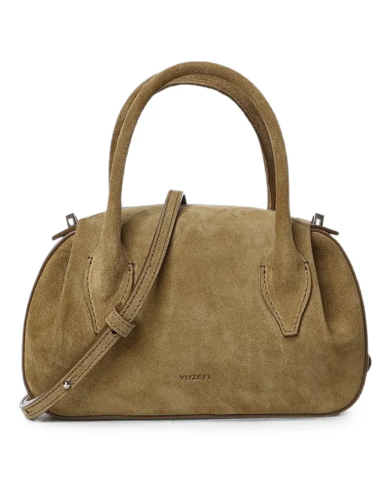 YUZEFI mini Oyster Duffle suede handbag - Nude Nude