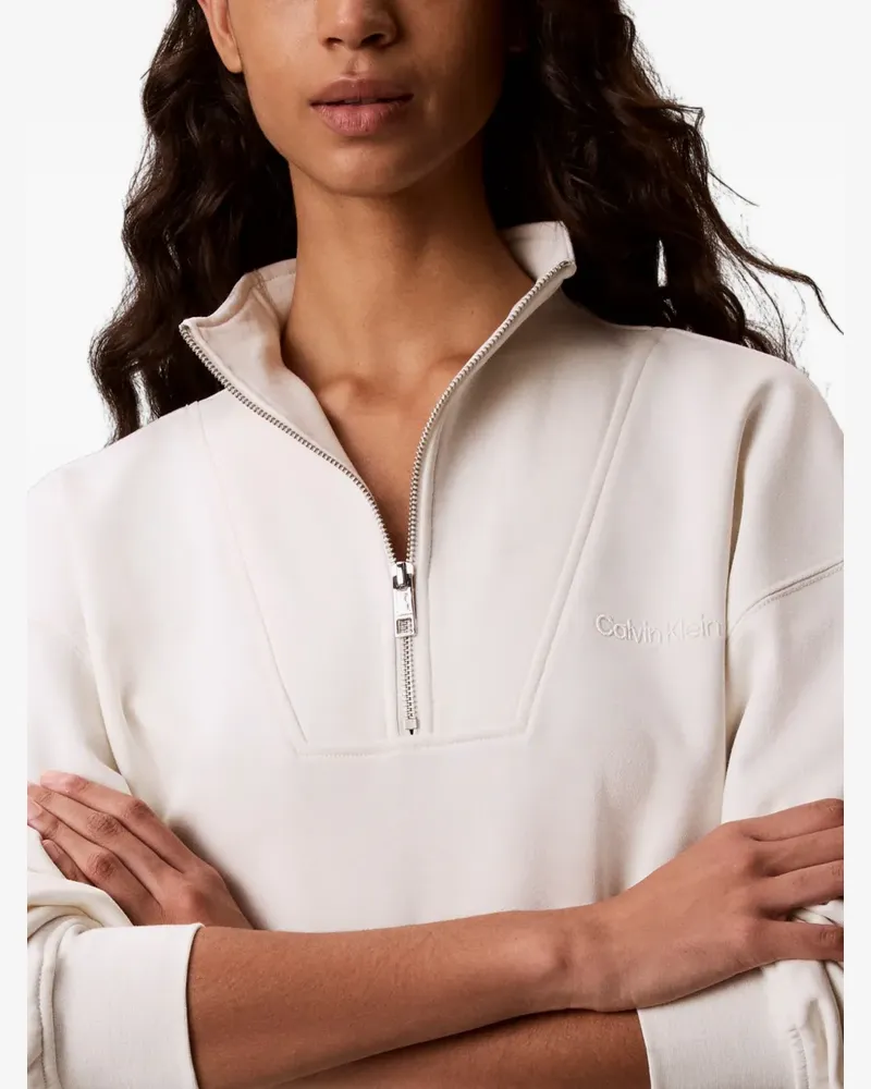 Calvin Klein quarter-zip logo-embroidered sweatshirt - Weiß Weiß