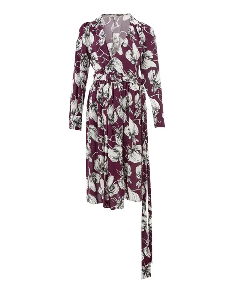LARDINI Asymmetrisches Kleid mit Blumenprint - Violett Violett