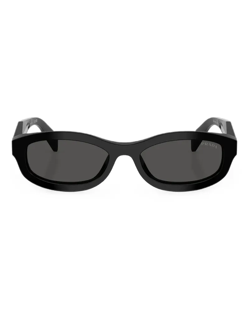 Prada Ovale Sonnenbrille mit skulpturalen Bügeln - Schwarz Schwarz