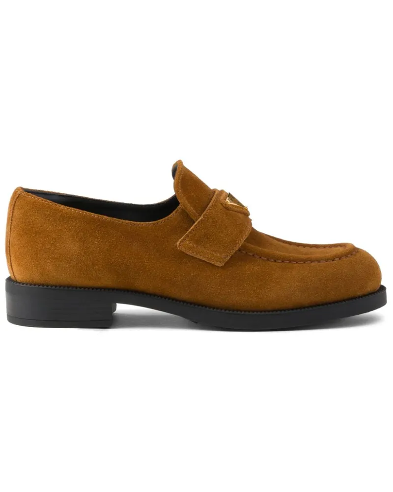 Prada Loafer aus Wildleder mit Logo - Braun Braun