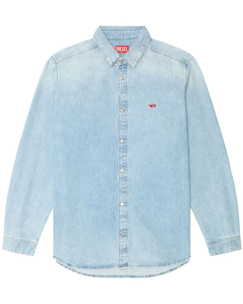 Diesel D-SIMPLY Jeanshemd mit Logo-Stickerei - Blau Blau