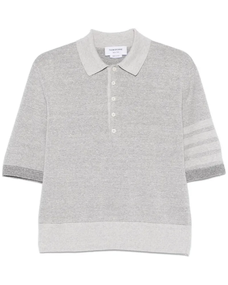 Thom Browne Poloshirt mit Logo-Streifen - Grau Grau