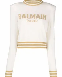 Balmain Cropped-Pullover mit Logo Nude