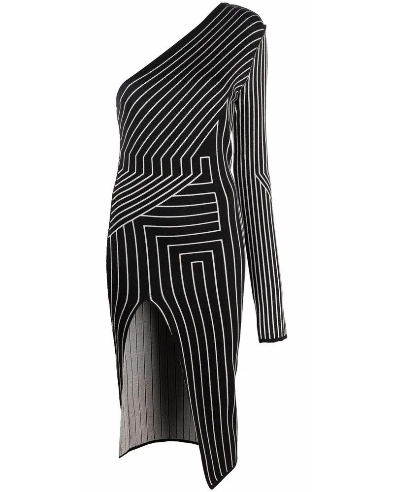 Rick Owens One-Shoulder-Kleid mit geometrischen Streifen - Schwarz Schwarz