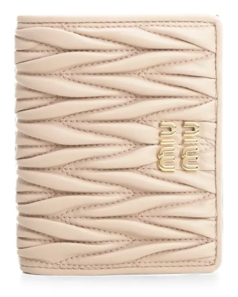 Miu Miu Matelassé leather wallet - Nude Nude