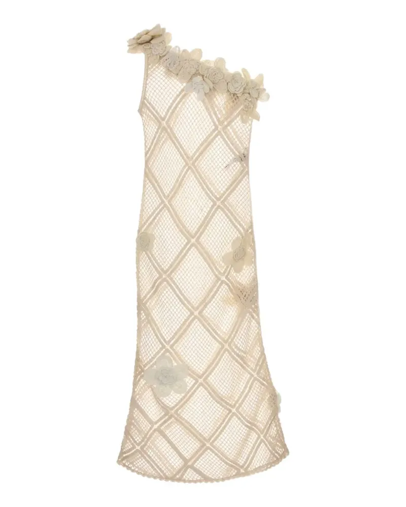 J.W.Anderson floral-crochet one-shoulder maxi dress - Nude Nude