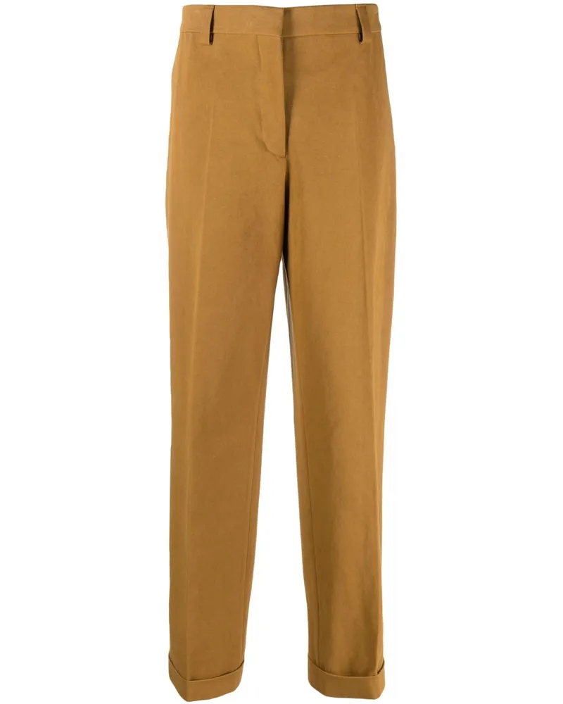 Miu Miu Gerade Hose mit Logo-Stickerei - Gelb Gelb