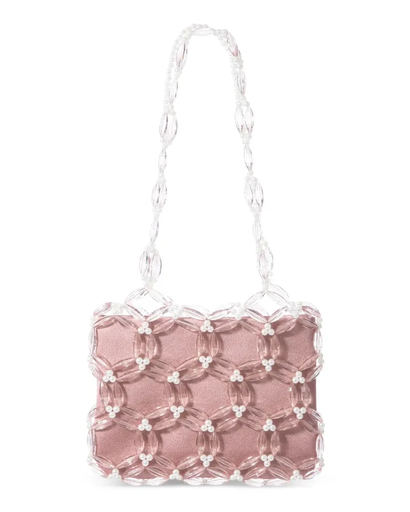 0711 Camila bead-embellished tote bag - Weiß Weiß