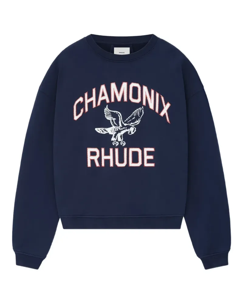 RHUDE eagle-embroidered crewneck sweater - Blau Blau