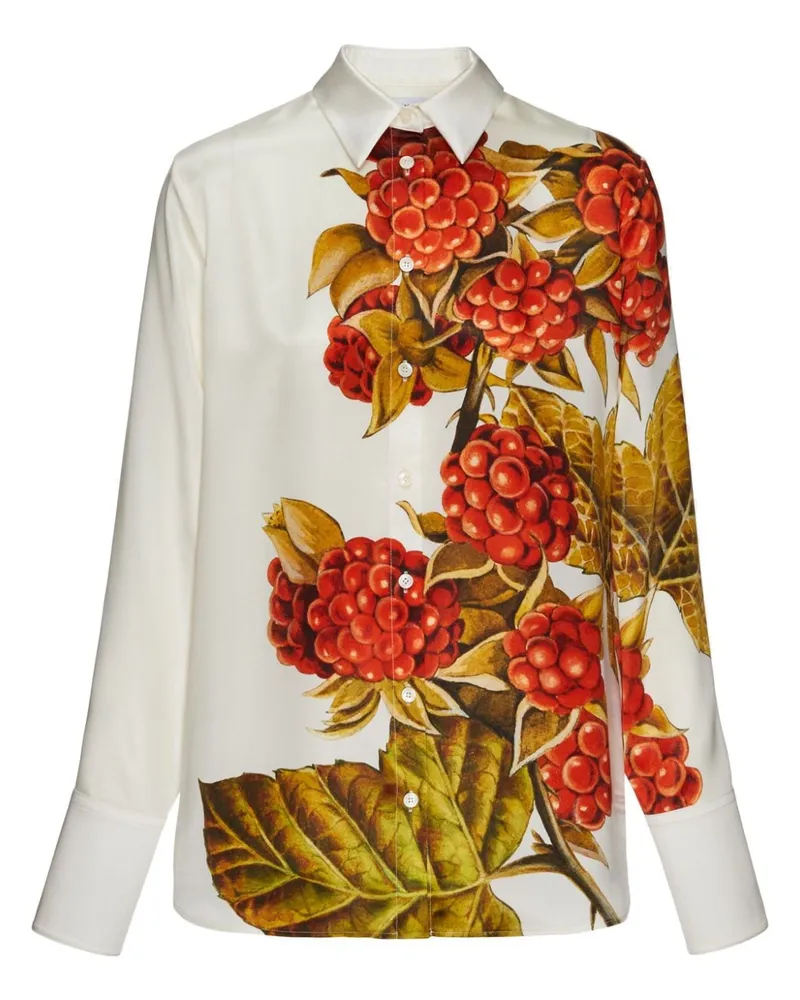 Ferragamo Seidenhemd mit botanischem Print - Nude Nude