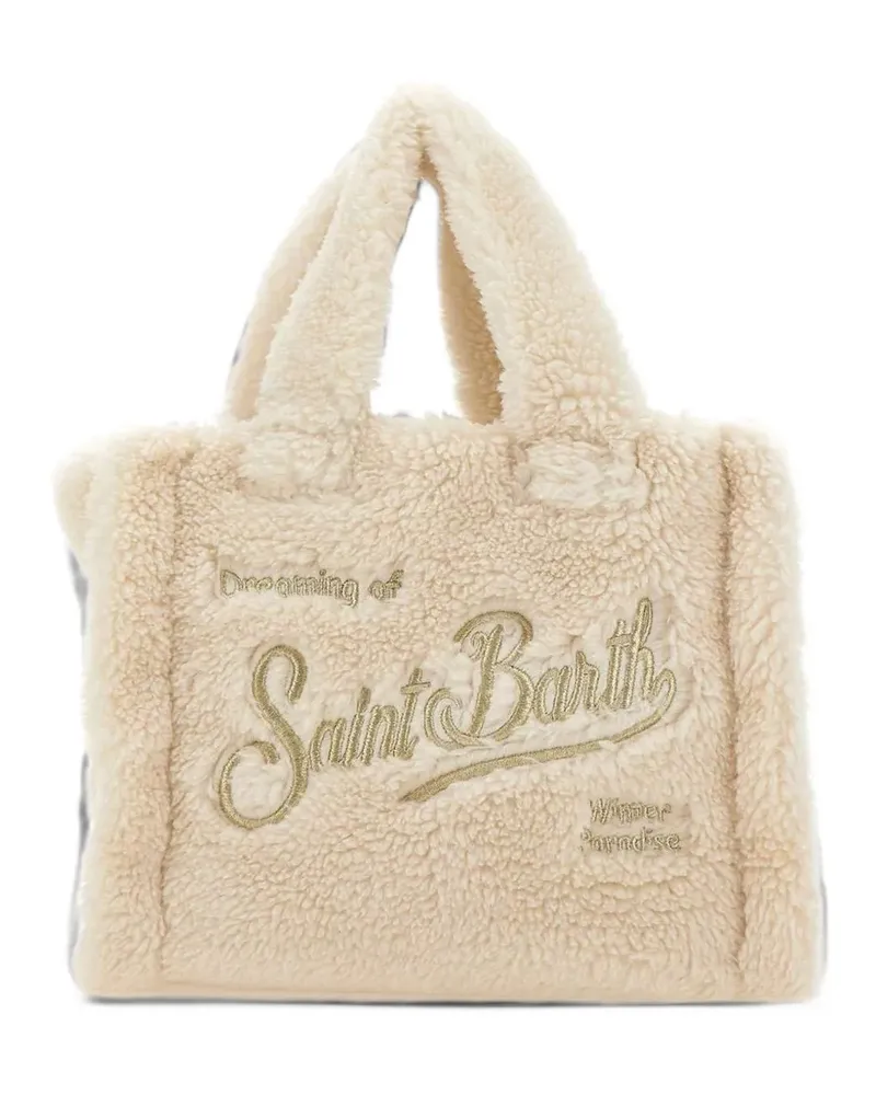 MC2 Saint Barth Mini Vanity Teddy Handtasche aus weißem Sherpa Weiß