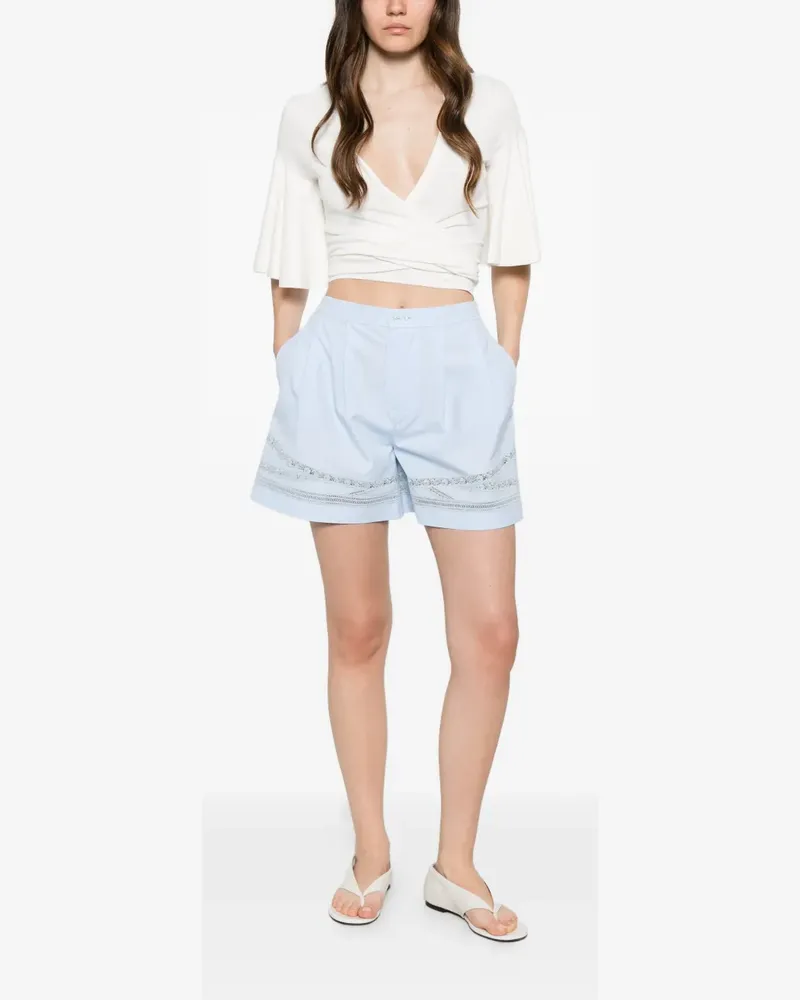 Ermanno Scervino lace-trim pleated shorts - Blau Blau