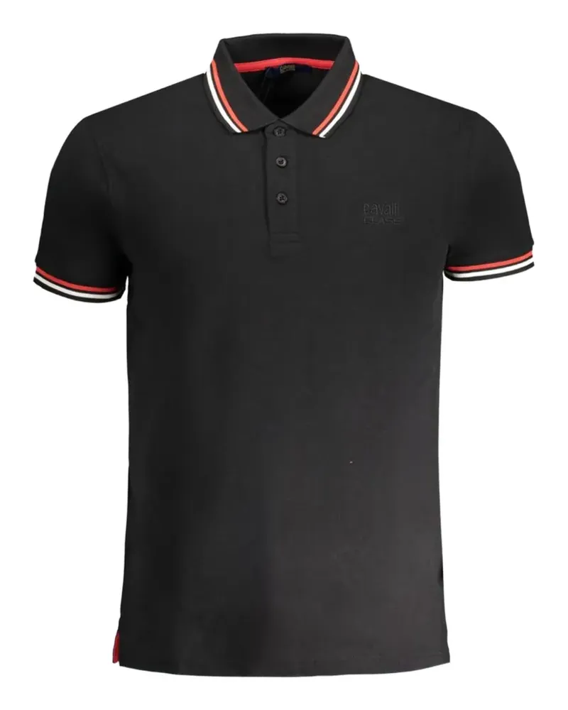Roberto Cavalli striped-trim polo shirt - Schwarz Schwarz