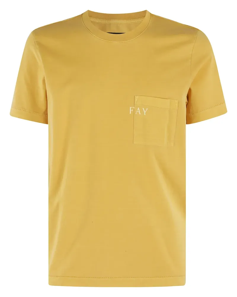 Fay T-Shirt mit aufgesetzter Tasche - Orange Orange