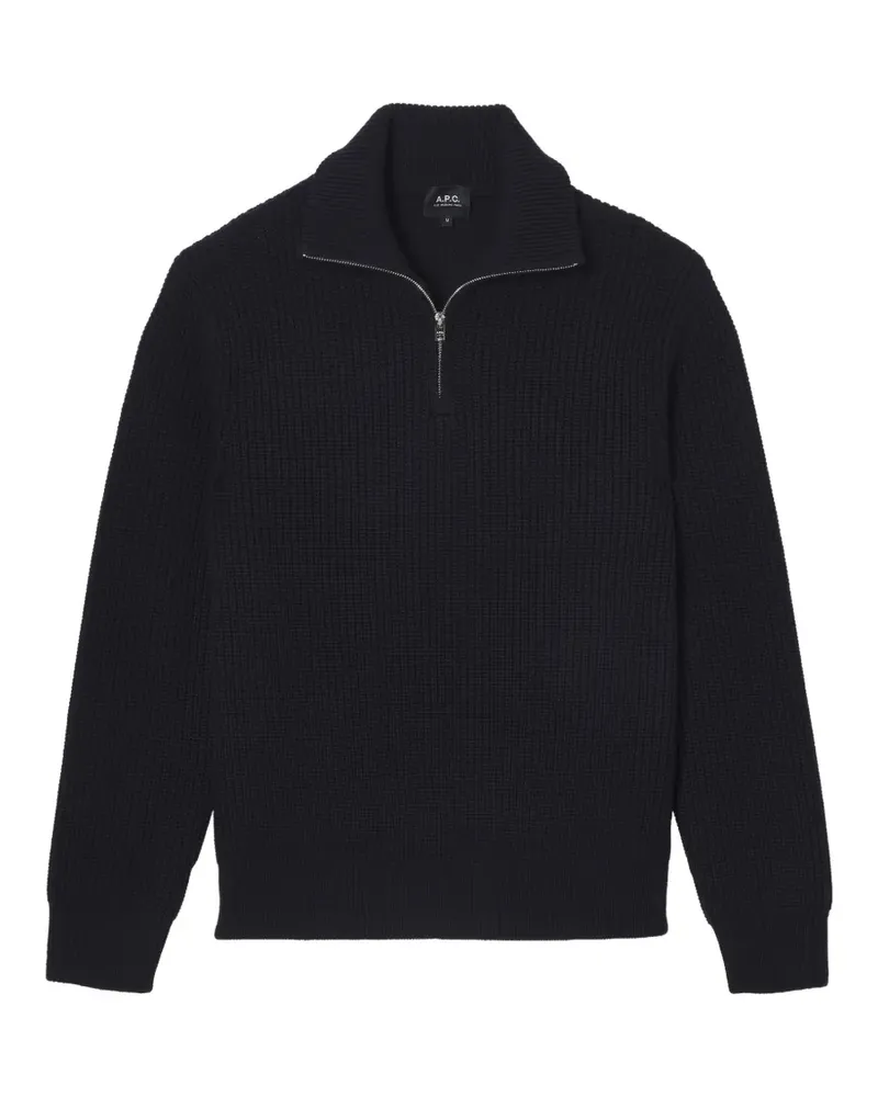 A.P.C. Gerippter Pullover mit Reißverschluss - Blau Blau