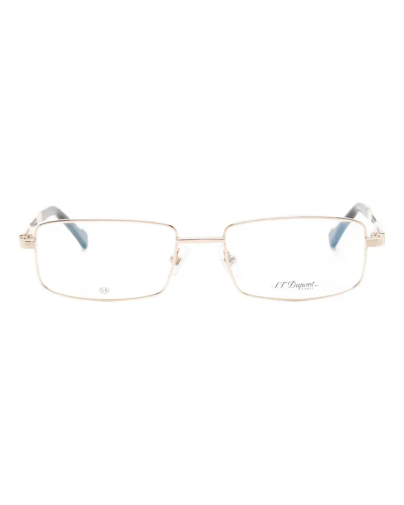S.T. Dupont logo-engraved rectangle-frame glasses - Gold Gold