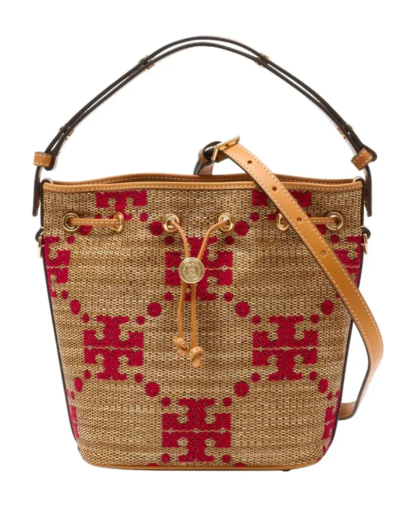 Tory Burch T-Monogram woven bucket bag - Nude Nude