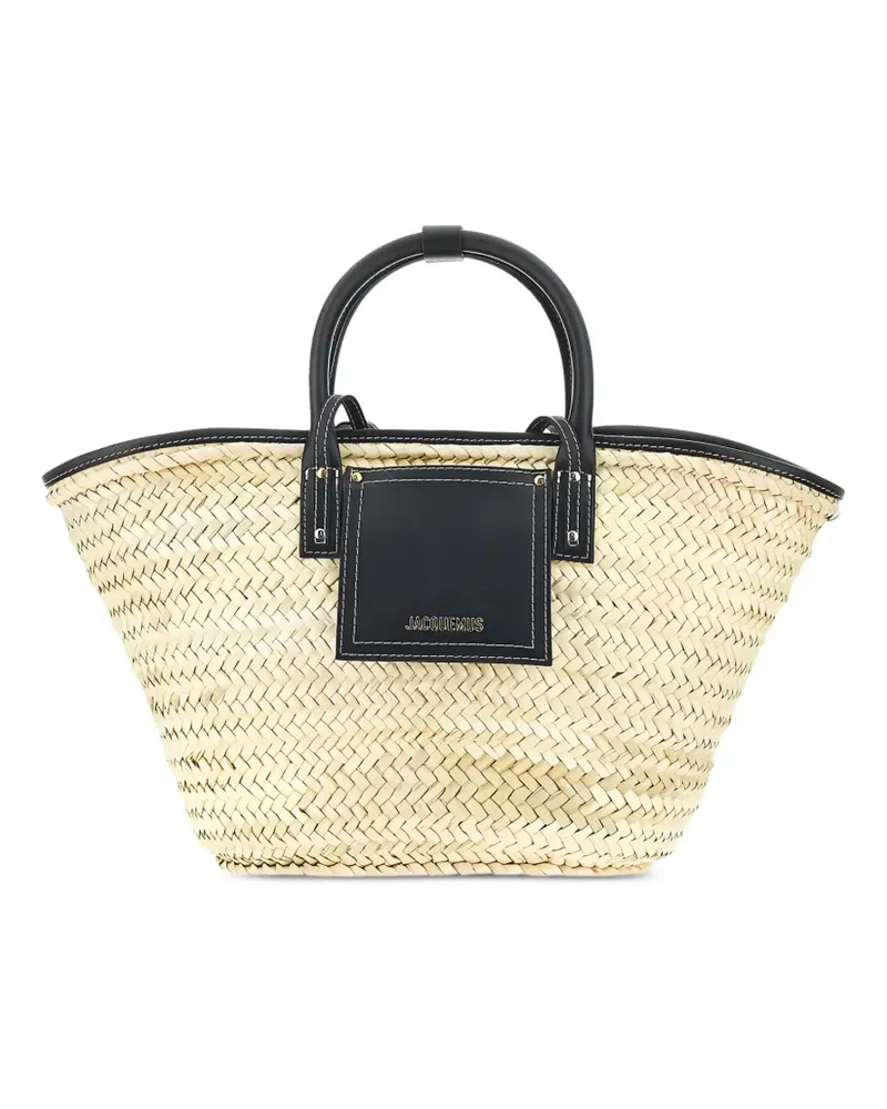 Jacquemus Soli leather-trim woven basket bag - Nude Nude