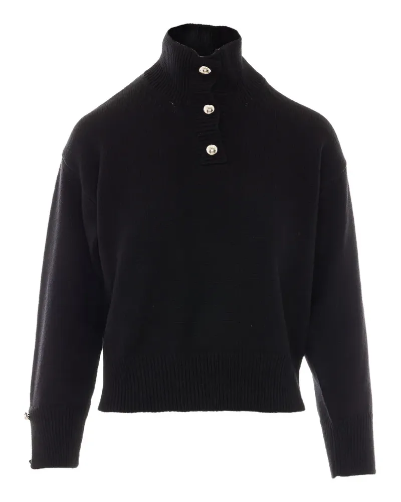 Alpha Studio button-up high-neck sweater - Schwarz Schwarz