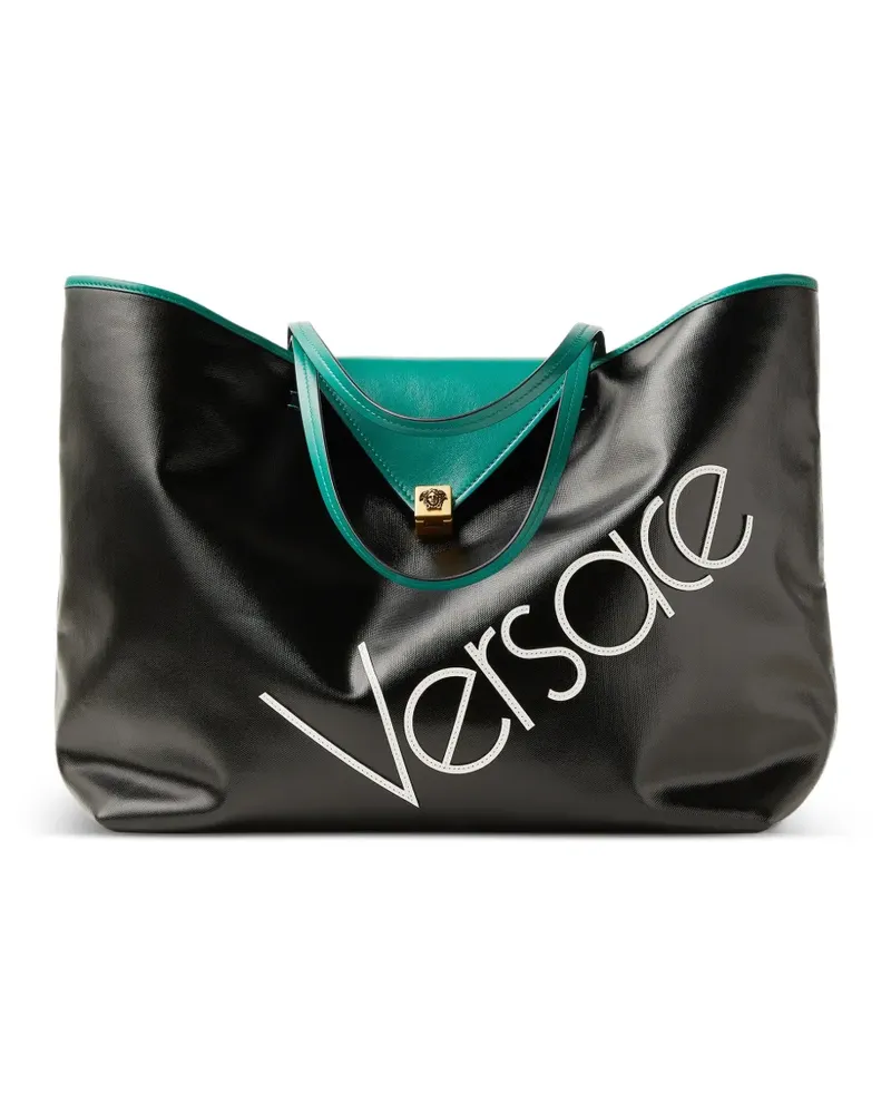Versace Große beschichtete Severine Tasche aus Canvas - Schwarz Schwarz