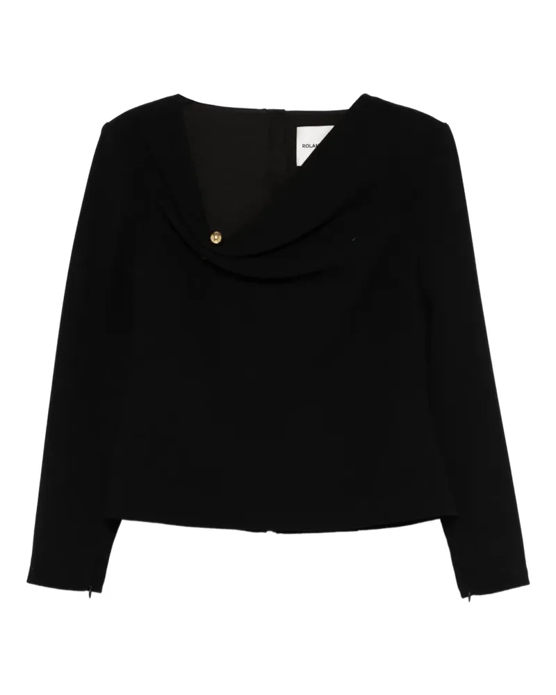 Roland Mouret Oberteil mit Wasserfallkragen - Schwarz Schwarz