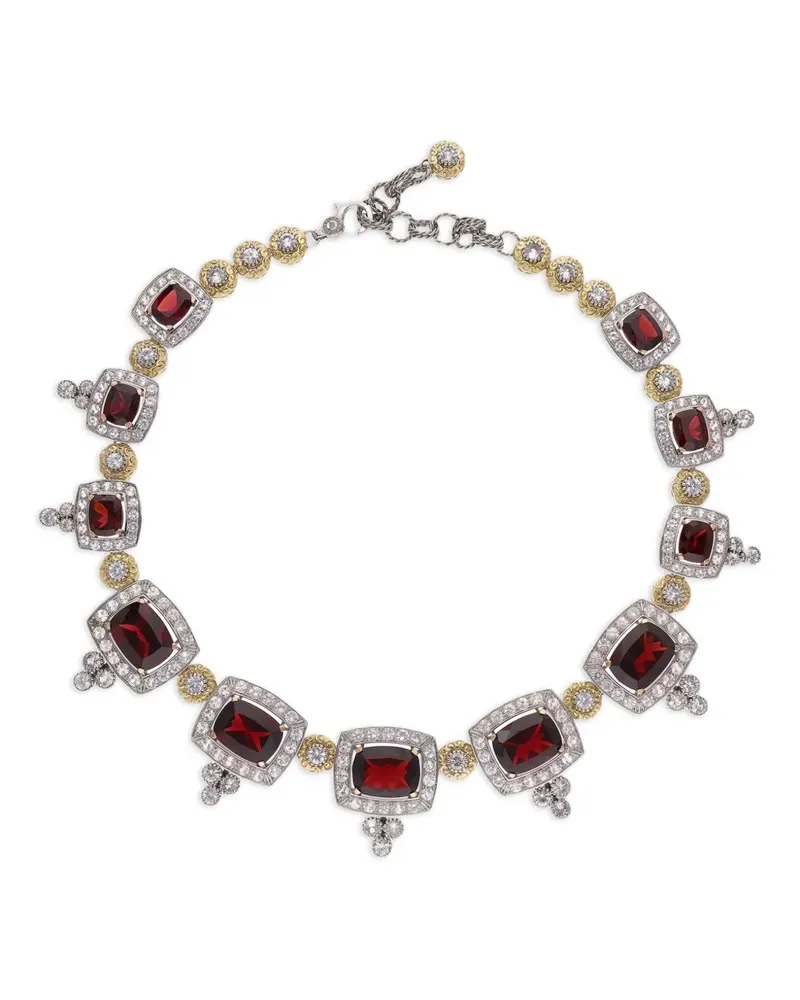 Dolce & Gabbana 18kt Eleganza Goldhalskette mit Granat und Saphir - Rot Rot