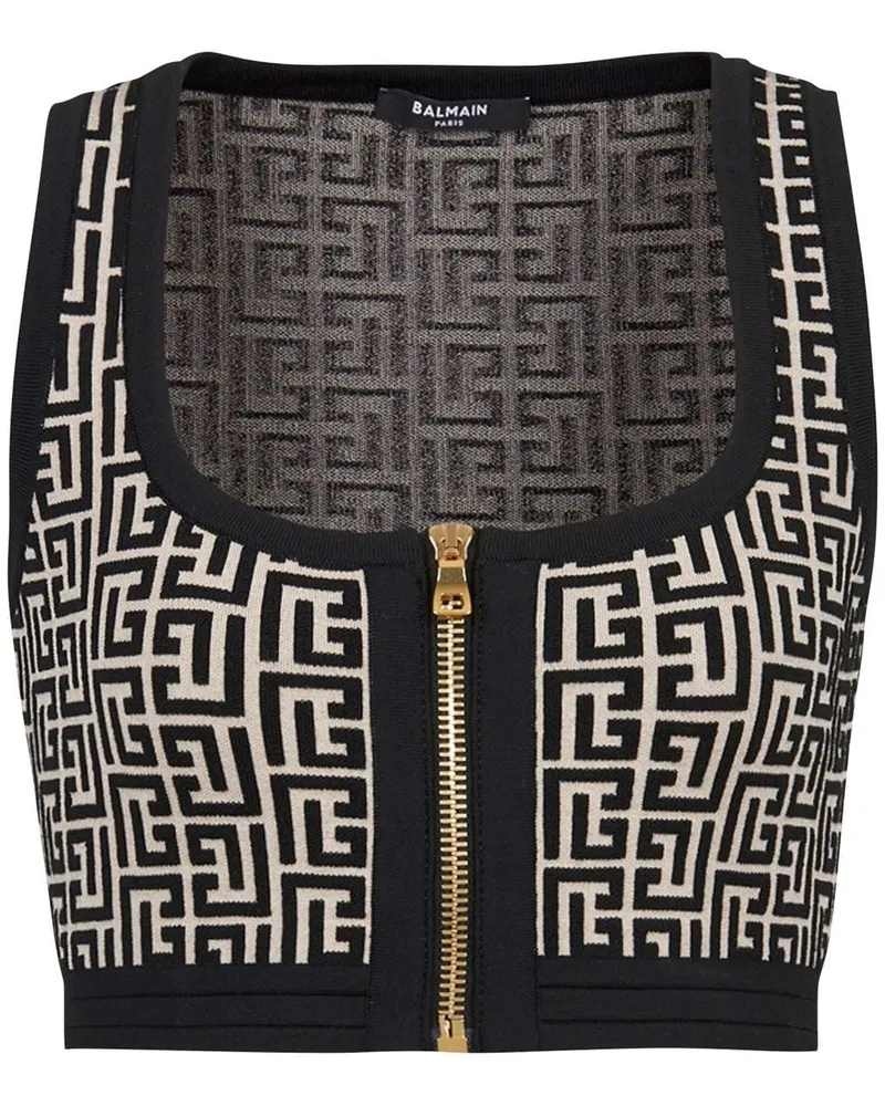 Balmain Top mit Muster - Schwarz Schwarz