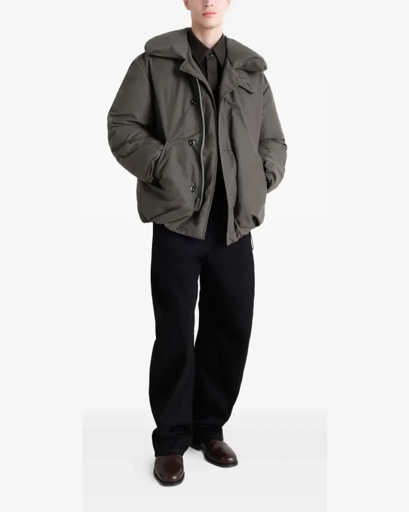 Christophe Lemaire Steppjacke mit wattiertem Kragen - Grau Grau