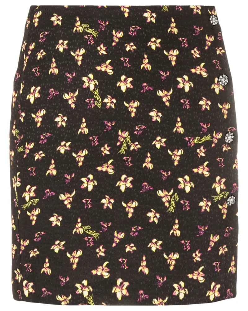 ROTATE Birger Christensen Jacquard-Rock mit Blumenmuster - Schwarz Schwarz
