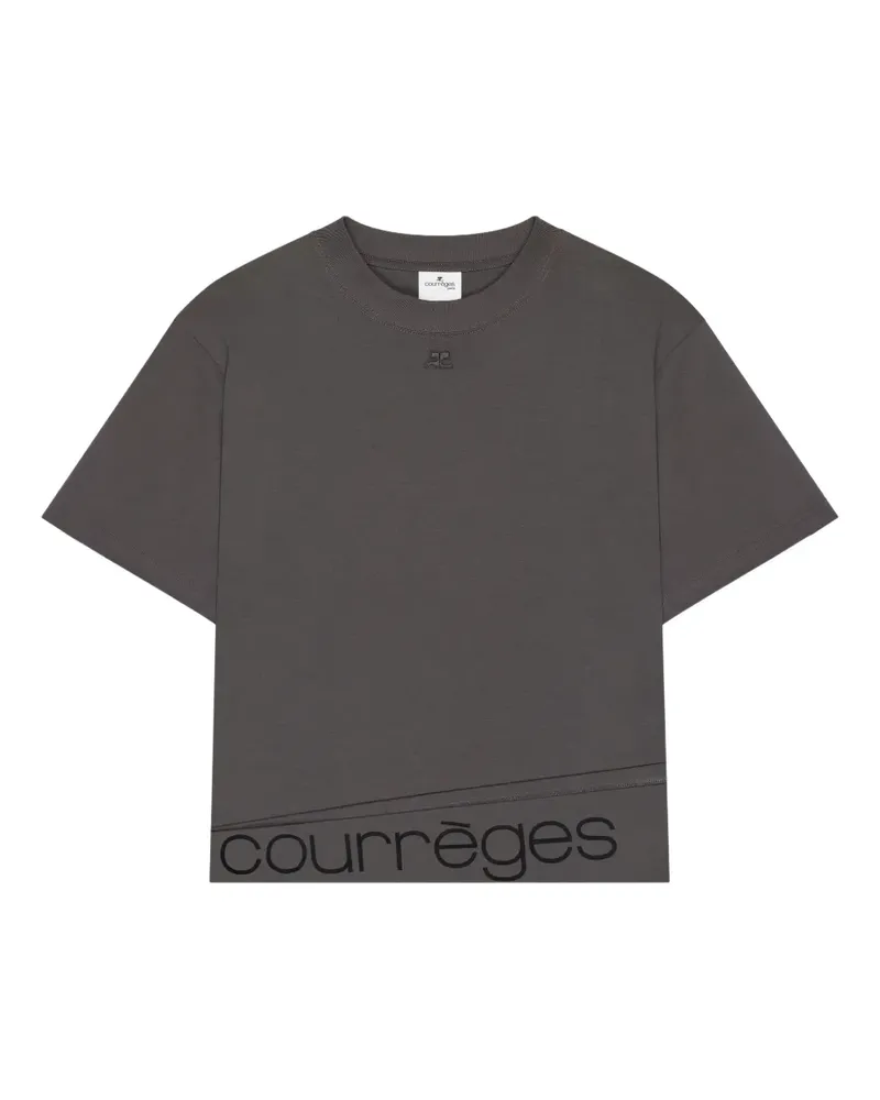 Courrèges T-Shirt mit Logo - Grau Grau