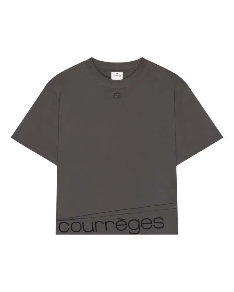 Courrèges T-Shirt mit Logo - Grau Grau