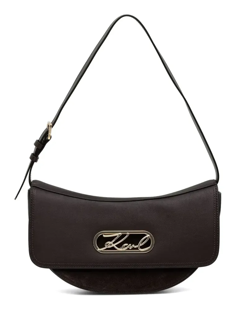Karl Lagerfeld Schultertasche mit Logo-Schild - Braun Braun