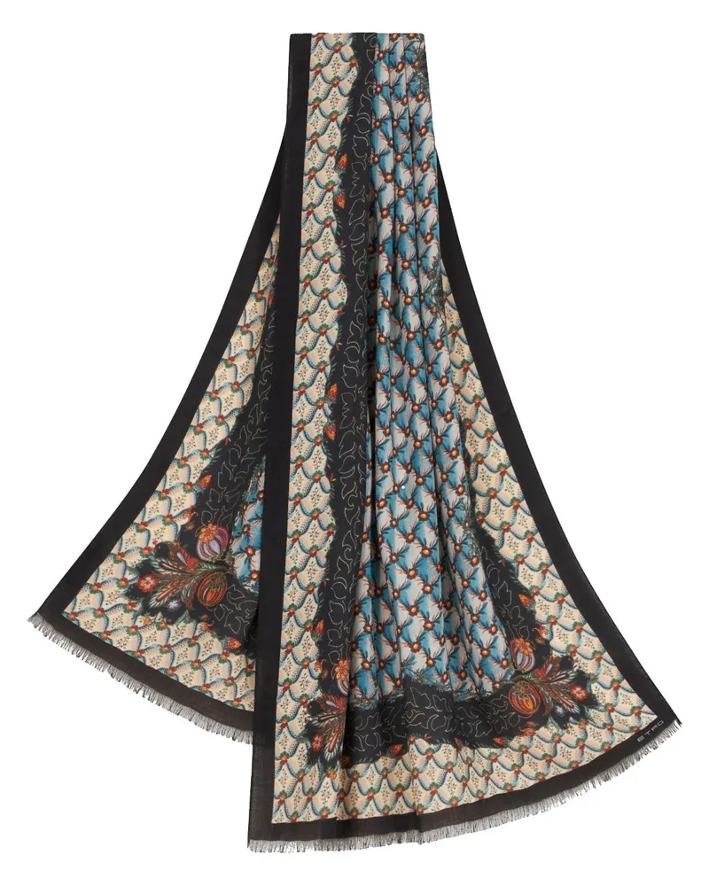 Etro Schal mit Blumen-Print - Blau Blau
