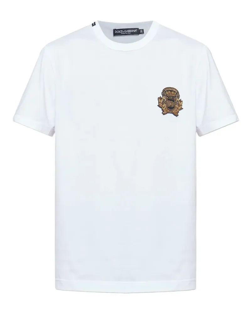 Dolce & Gabbana crest-embellished cotton t-shirt - Weiß Weiß