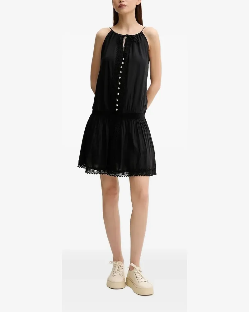 Melissa Odabash Geknöpftes Minikleid mit Spitzeneinsatz - Schwarz Schwarz