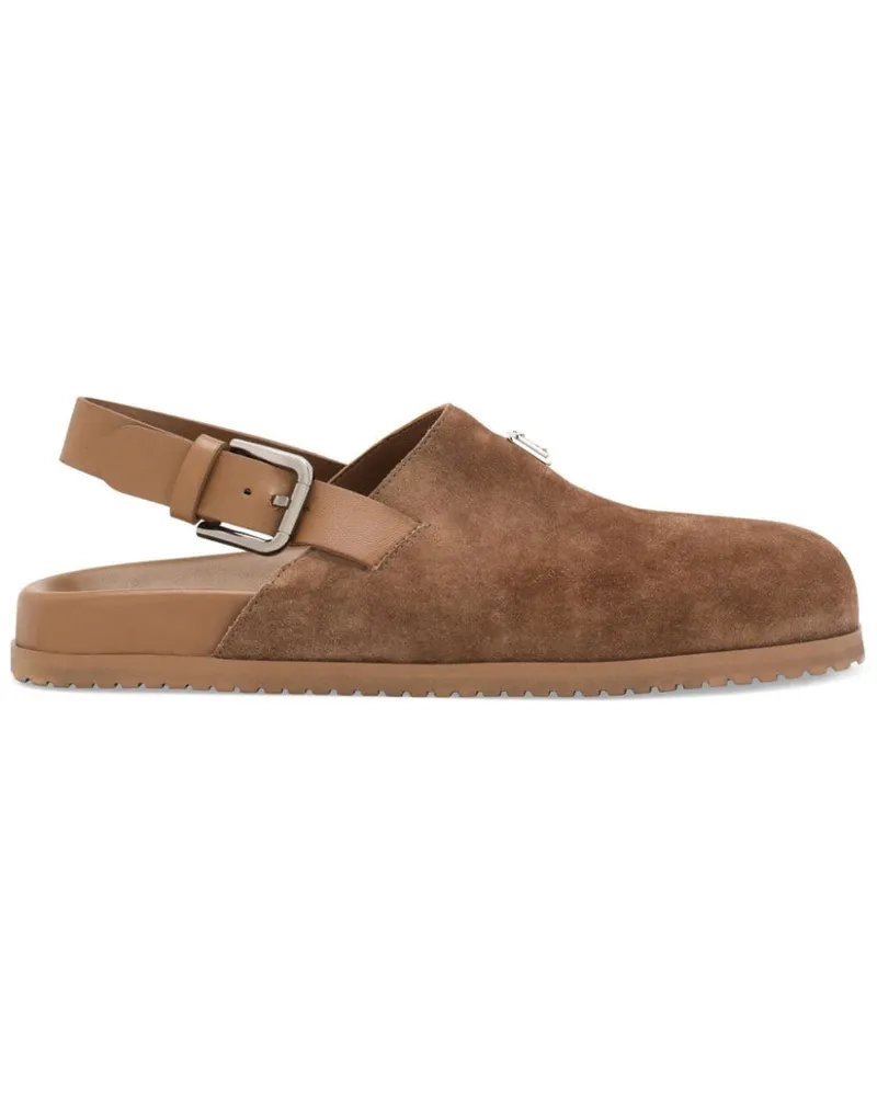Dolce & Gabbana Wildleder-Mules mit Logo-Schild - Braun Braun