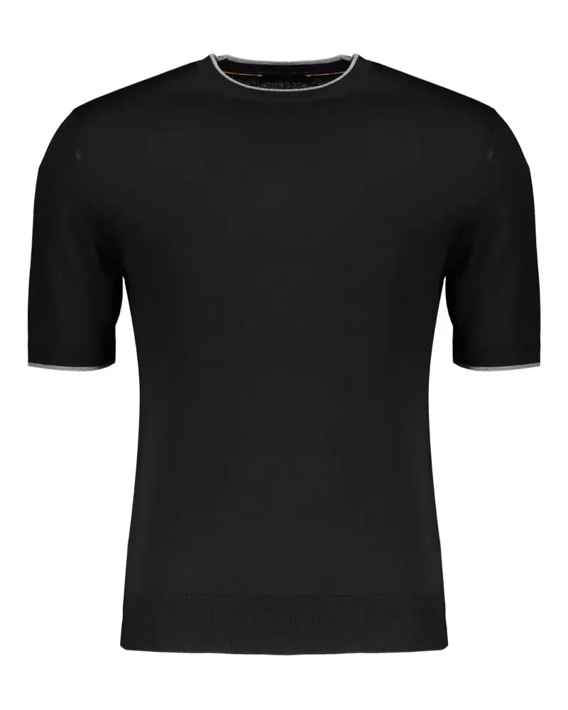 MOORER Gestricktes Eolo T-Shirt - Schwarz Schwarz