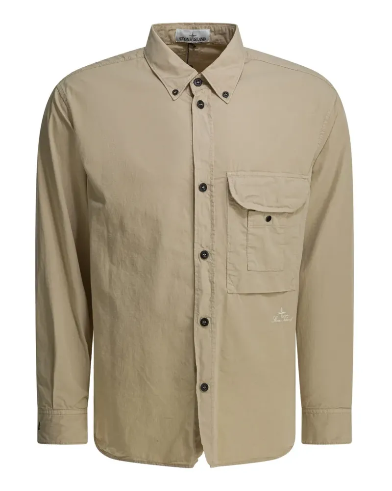 Stone Island logo-embroidered shirt - Nude Nude
